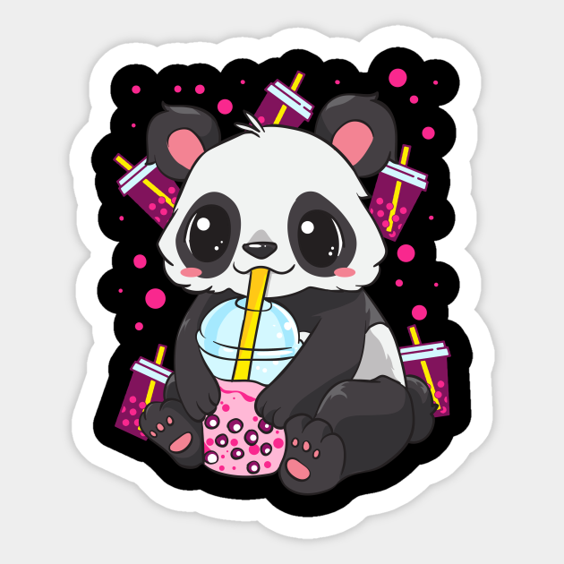 Boba Bubble Tea Panda Drinking Boba Boba Panda Sticker Teepublic 